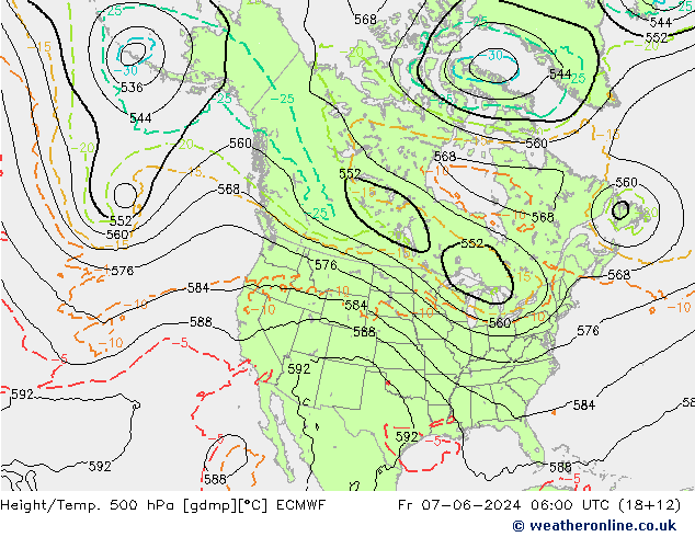 Z500/Rain (+SLP)/Z850 ECMWF Fr 07.06.2024 06 UTC