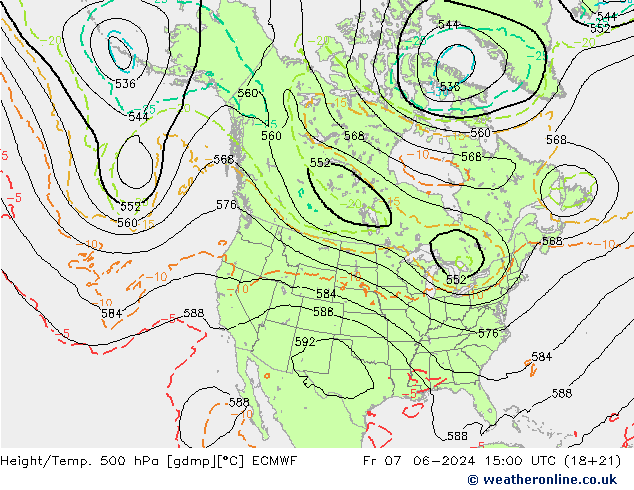 Height/Temp. 500 hPa ECMWF Sex 07.06.2024 15 UTC