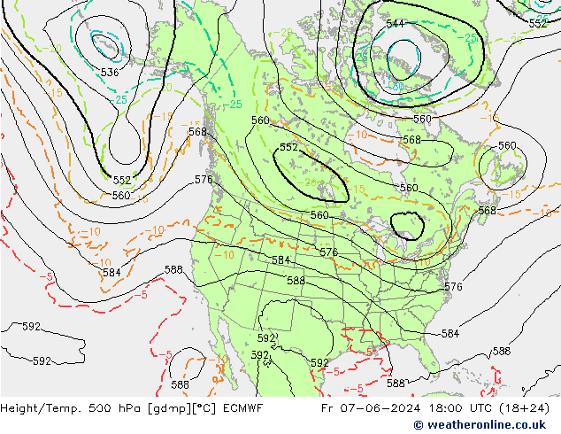 Z500/Rain (+SLP)/Z850 ECMWF Fr 07.06.2024 18 UTC