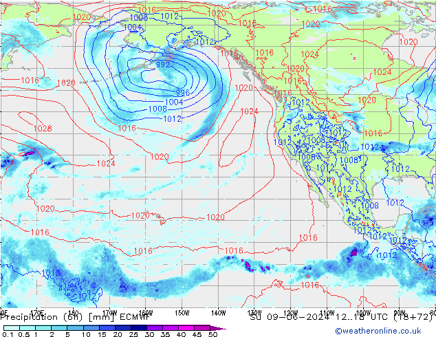 Precipitação (6h) ECMWF Dom 09.06.2024 18 UTC