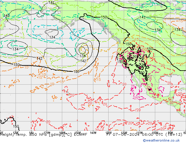 Z500/Yağmur (+YB)/Z850 ECMWF Cu 07.06.2024 06 UTC