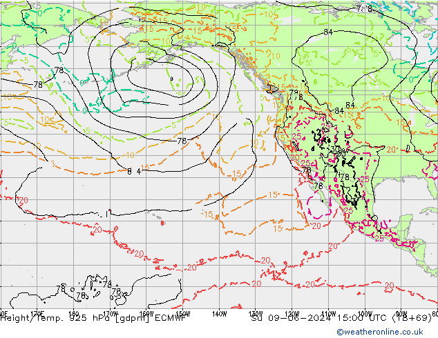 Height/Temp. 925 гПа ECMWF Вс 09.06.2024 15 UTC