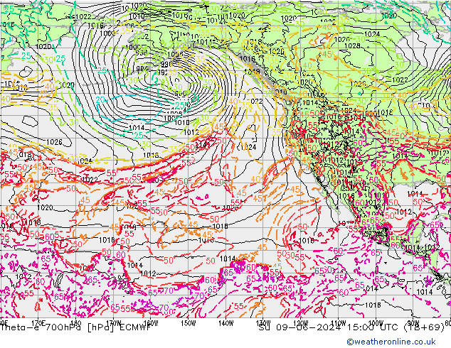 Theta-e 700hPa ECMWF  09.06.2024 15 UTC