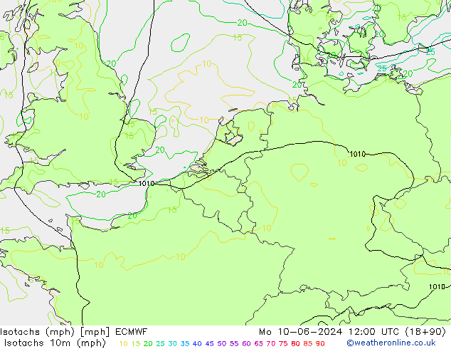 Isotachs (mph) ECMWF Mo 10.06.2024 12 UTC