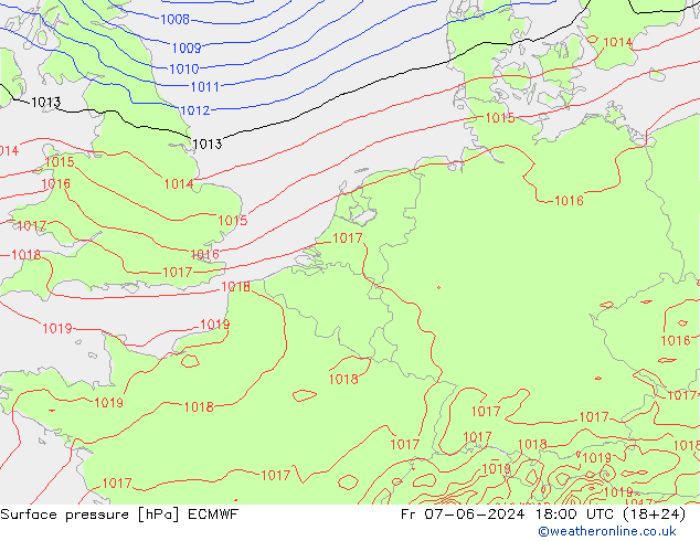 pression de l'air ECMWF ven 07.06.2024 18 UTC