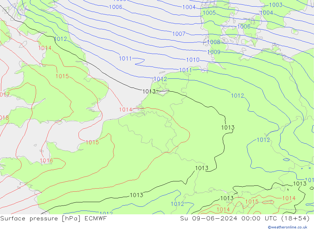 pressão do solo ECMWF Dom 09.06.2024 00 UTC