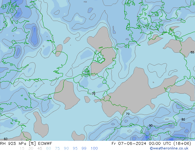 RH 925 hPa ECMWF Sex 07.06.2024 00 UTC