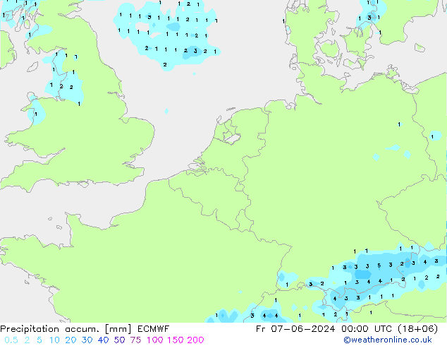 Precipitation accum. ECMWF pt. 07.06.2024 00 UTC