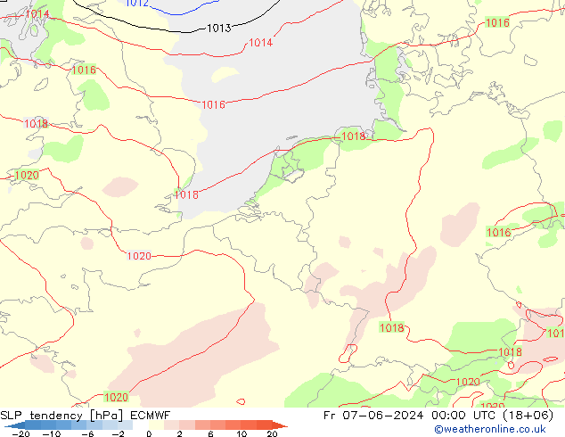 Tendenza di Pressione ECMWF ven 07.06.2024 00 UTC