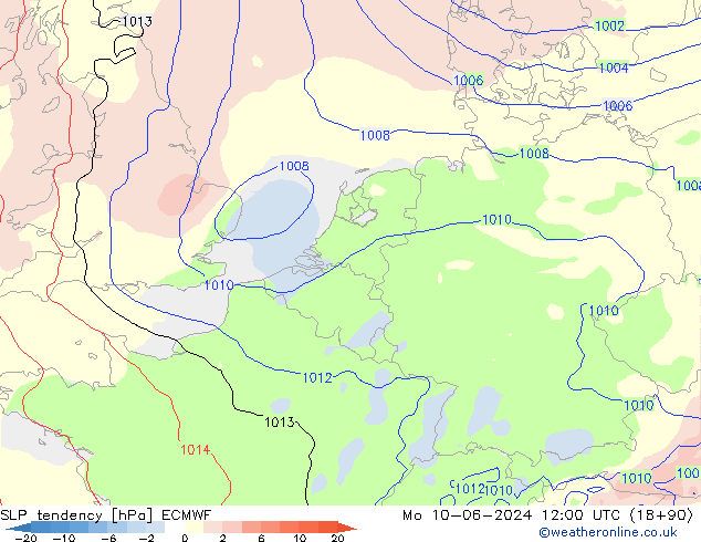 Tendenza di Pressione ECMWF lun 10.06.2024 12 UTC