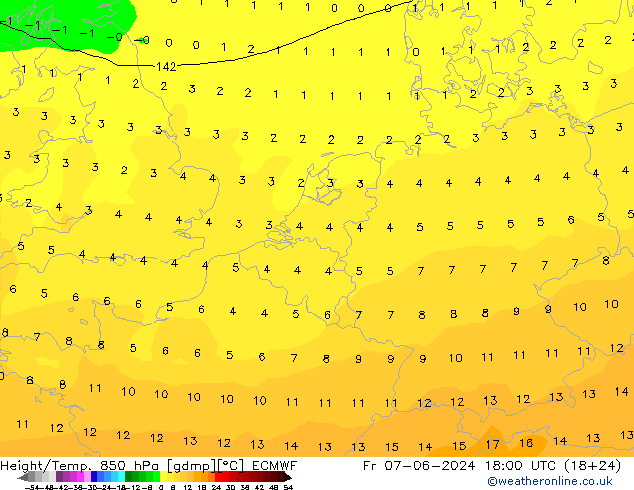 Z500/Rain (+SLP)/Z850 ECMWF Fr 07.06.2024 18 UTC