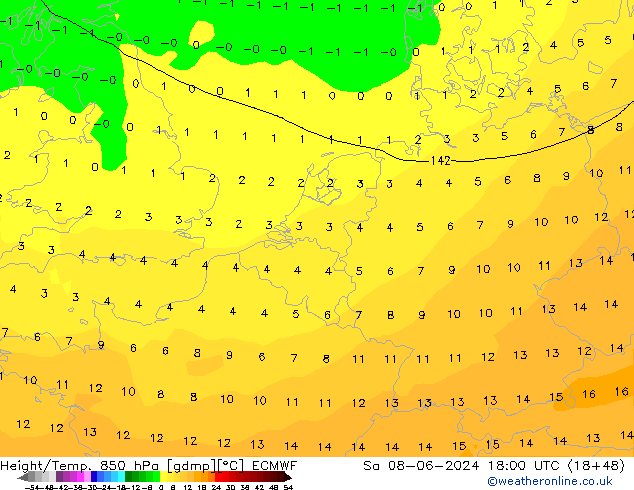 Z500/Rain (+SLP)/Z850 ECMWF sáb 08.06.2024 18 UTC