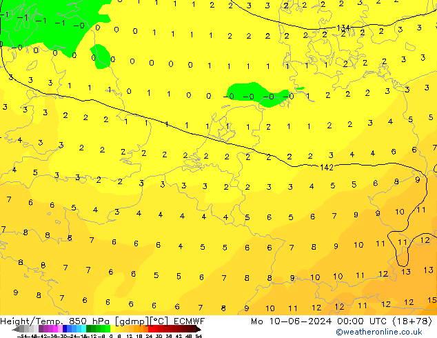 Z500/Rain (+SLP)/Z850 ECMWF Mo 10.06.2024 00 UTC