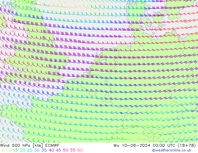 Wind 500 hPa ECMWF ma 10.06.2024 00 UTC