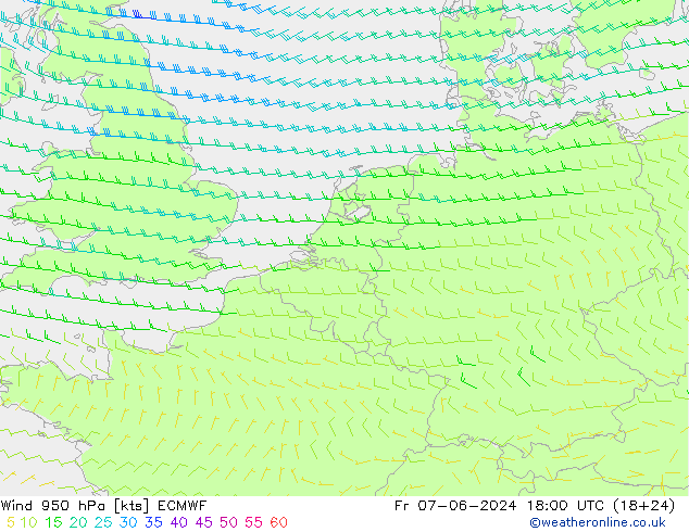 Viento 950 hPa ECMWF vie 07.06.2024 18 UTC