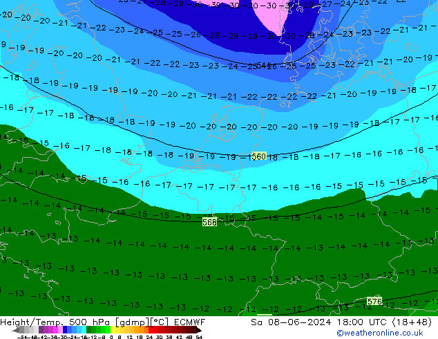 Z500/Rain (+SLP)/Z850 ECMWF sáb 08.06.2024 18 UTC