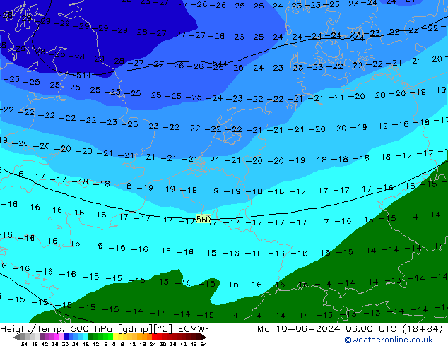 Z500/Rain (+SLP)/Z850 ECMWF Seg 10.06.2024 06 UTC