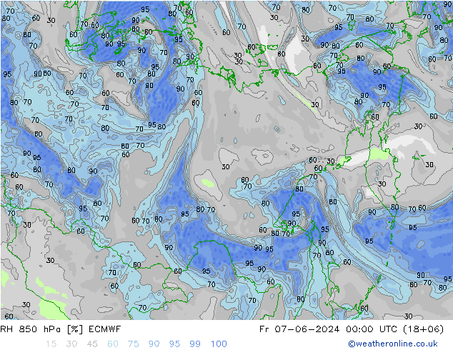 RH 850 hPa ECMWF  07.06.2024 00 UTC