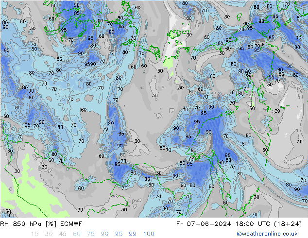 RH 850 hPa ECMWF  07.06.2024 18 UTC