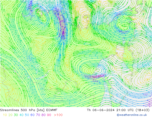 Stroomlijn 500 hPa ECMWF do 06.06.2024 21 UTC