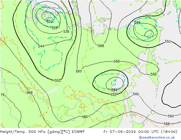 Z500/Rain (+SLP)/Z850 ECMWF Sex 07.06.2024 00 UTC