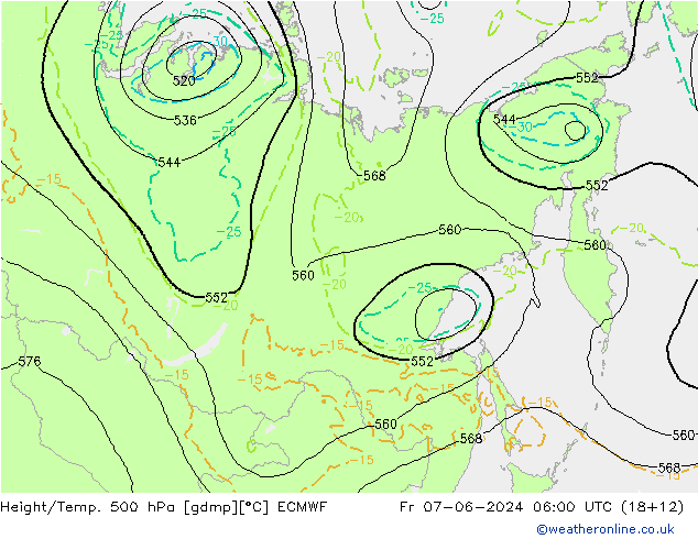 Z500/Rain (+SLP)/Z850 ECMWF пт 07.06.2024 06 UTC
