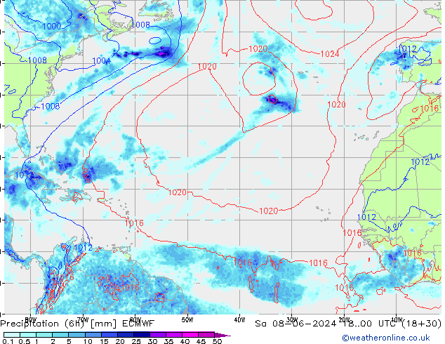 Z500/Rain (+SLP)/Z850 ECMWF  08.06.2024 00 UTC