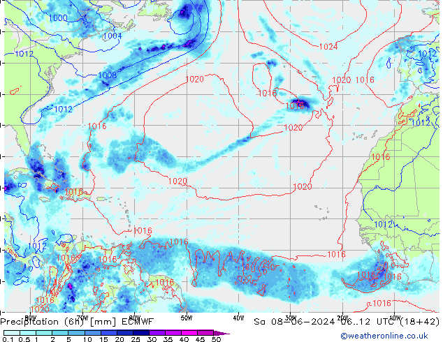 Z500/Regen(+SLP)/Z850 ECMWF za 08.06.2024 12 UTC