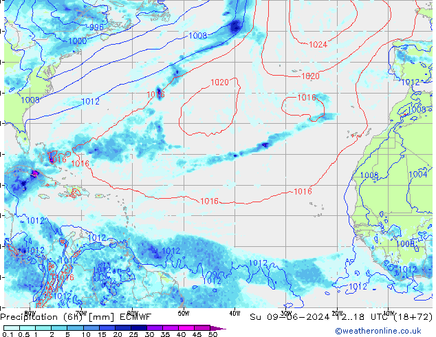 Z500/Regen(+SLP)/Z850 ECMWF zo 09.06.2024 18 UTC