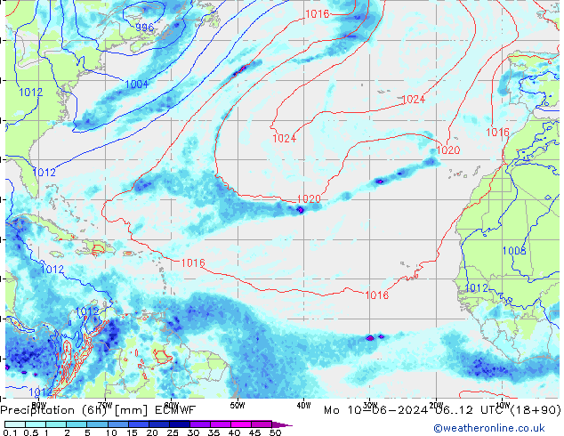 Yağış (6h) ECMWF Pzt 10.06.2024 12 UTC