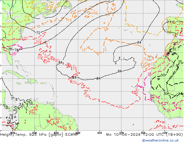 Height/Temp. 925 hPa ECMWF  10.06.2024 12 UTC