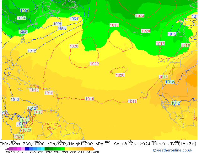 Dikte700-1000 hPa ECMWF za 08.06.2024 06 UTC