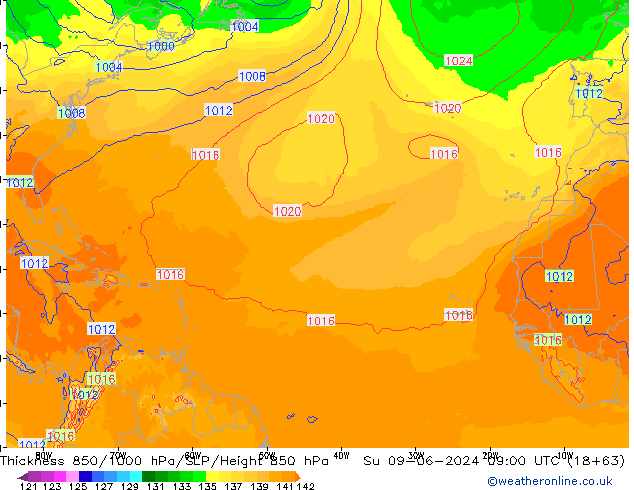 Thck 850-1000 hPa ECMWF dim 09.06.2024 09 UTC