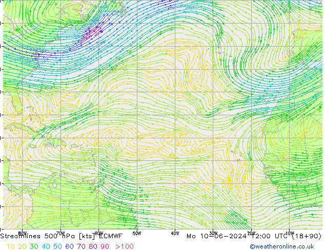 Rüzgar 500 hPa ECMWF Pzt 10.06.2024 12 UTC