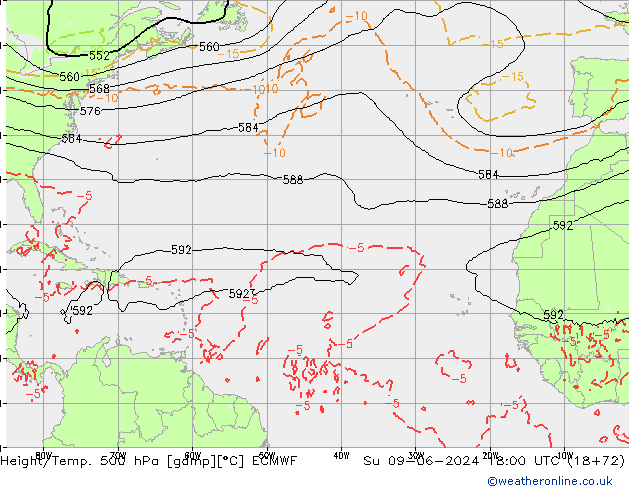 Z500/Regen(+SLP)/Z850 ECMWF zo 09.06.2024 18 UTC