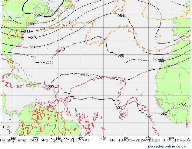 Yükseklik/Sıc. 500 hPa ECMWF Pzt 10.06.2024 12 UTC