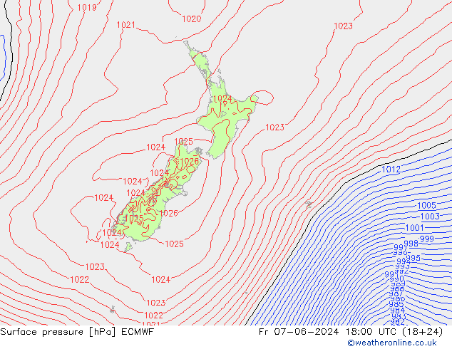 Pressione al suolo ECMWF ven 07.06.2024 18 UTC