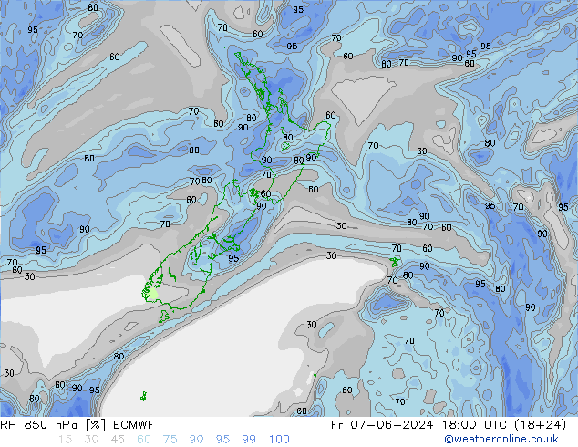 RH 850 hPa ECMWF pt. 07.06.2024 18 UTC