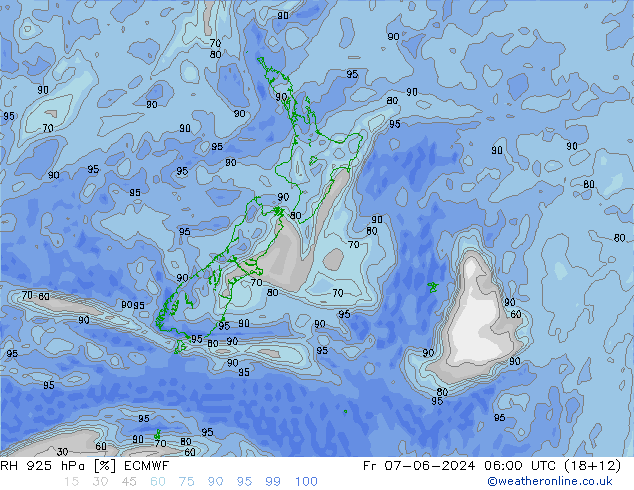 RH 925 hPa ECMWF ven 07.06.2024 06 UTC