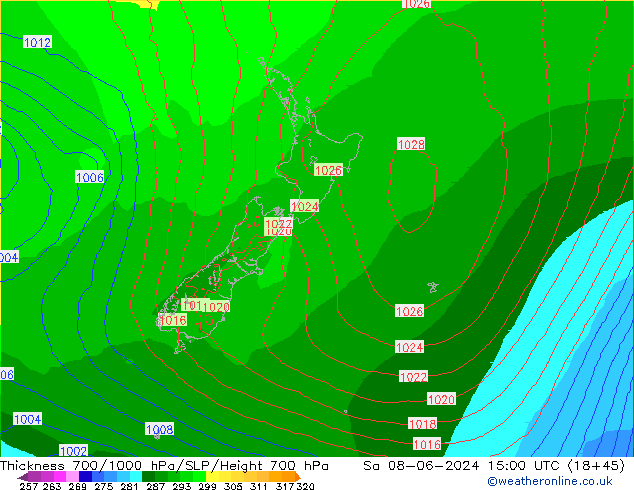 Thck 700-1000 hPa ECMWF sab 08.06.2024 15 UTC