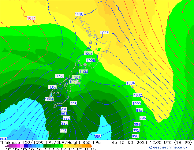 Schichtdicke 850-1000 hPa ECMWF Mo 10.06.2024 12 UTC