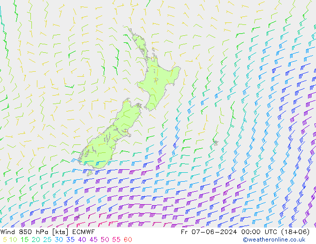 Wind 850 hPa ECMWF Fr 07.06.2024 00 UTC