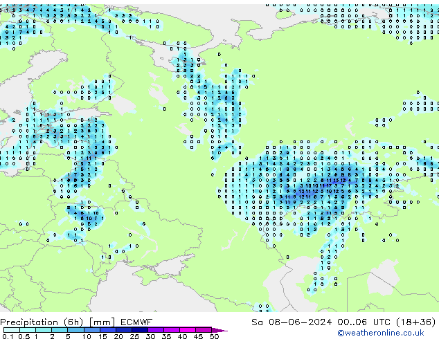 Z500/Rain (+SLP)/Z850 ECMWF сб 08.06.2024 06 UTC