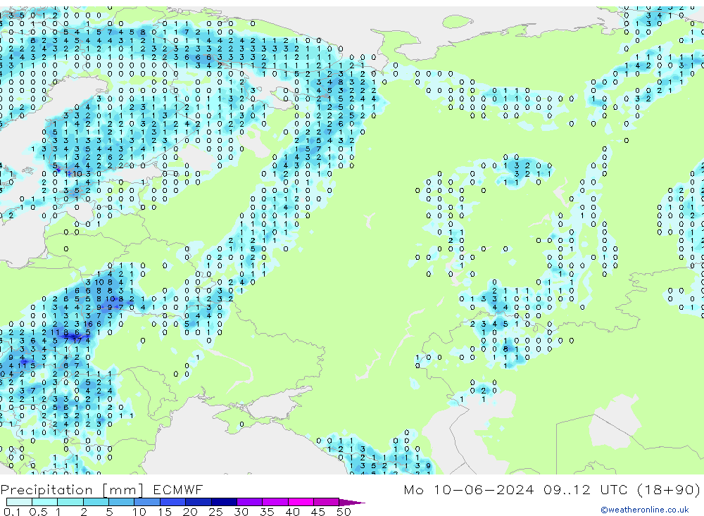 Precipitation ECMWF Mo 10.06.2024 12 UTC