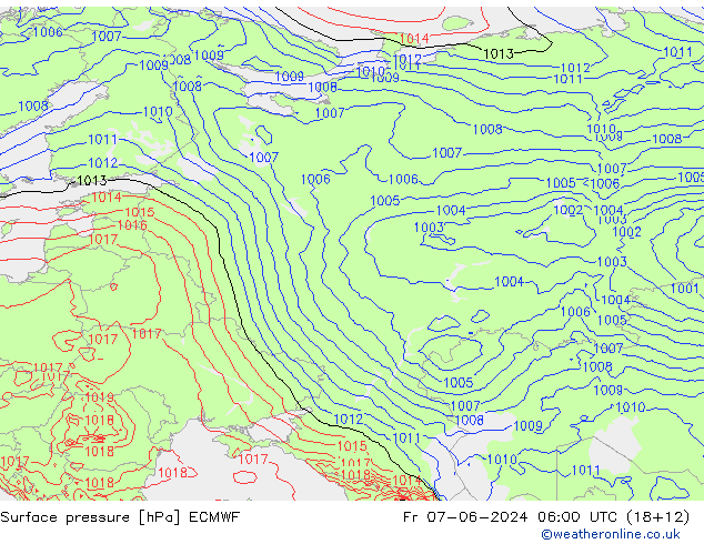 приземное давление ECMWF пт 07.06.2024 06 UTC