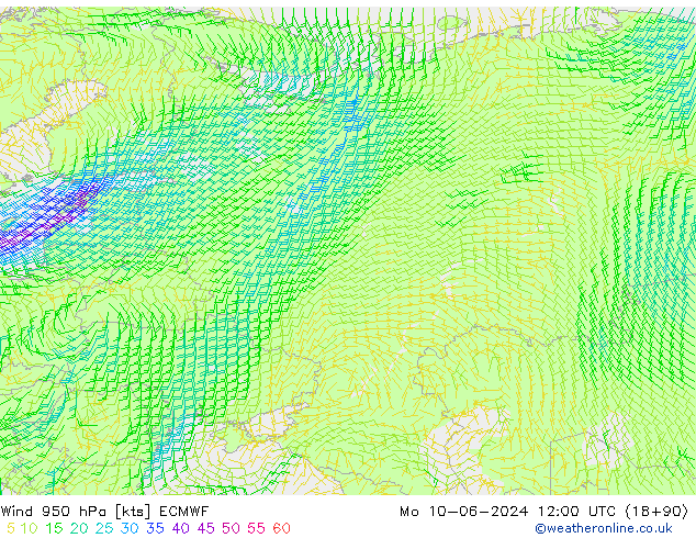 Wind 950 hPa ECMWF Mo 10.06.2024 12 UTC