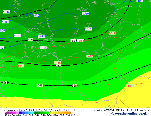 500-1000 hPa Kalınlığı ECMWF Cts 08.06.2024 00 UTC