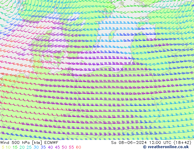 Rüzgar 500 hPa ECMWF Cts 08.06.2024 12 UTC