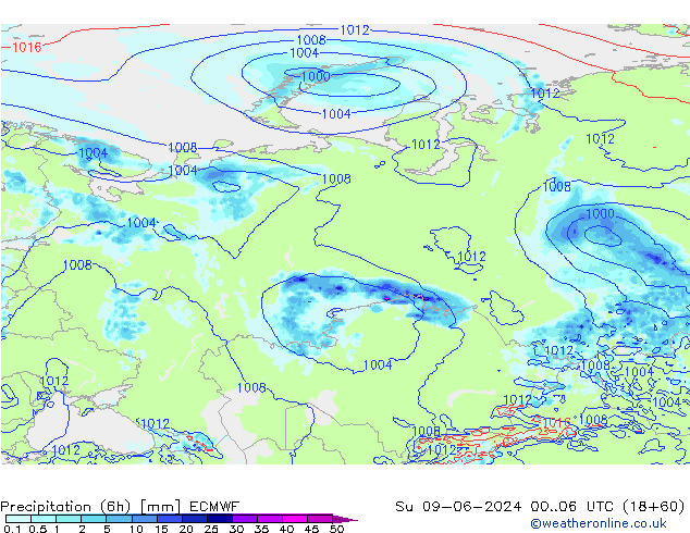 Z500/Rain (+SLP)/Z850 ECMWF  09.06.2024 06 UTC