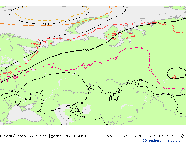 Height/Temp. 700 hPa ECMWF  10.06.2024 12 UTC